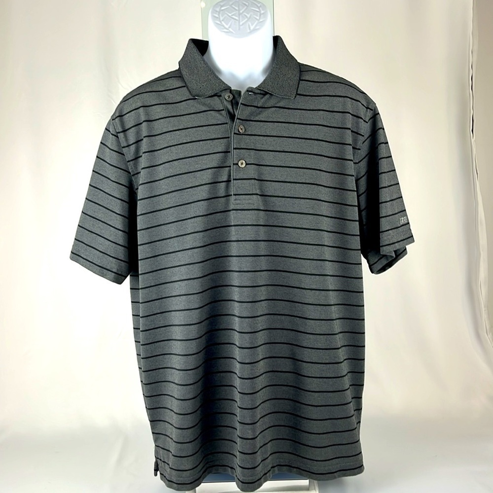IZOD Perform Xtreme Function Golf Cool FX Polo Golf Shirt Black/Gray Size XL